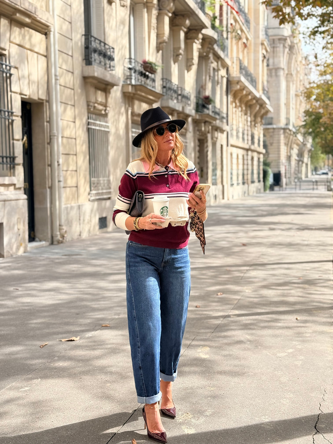 Pull rayure bordeaux/rose 2837