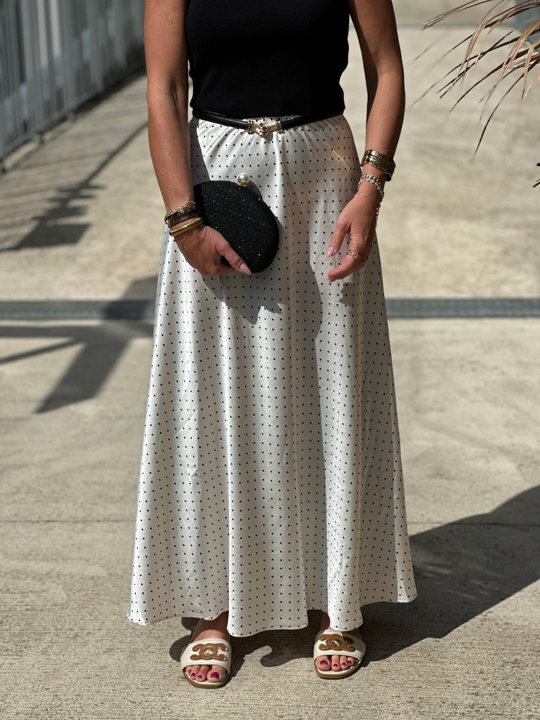 Jupe satin à pois pf359