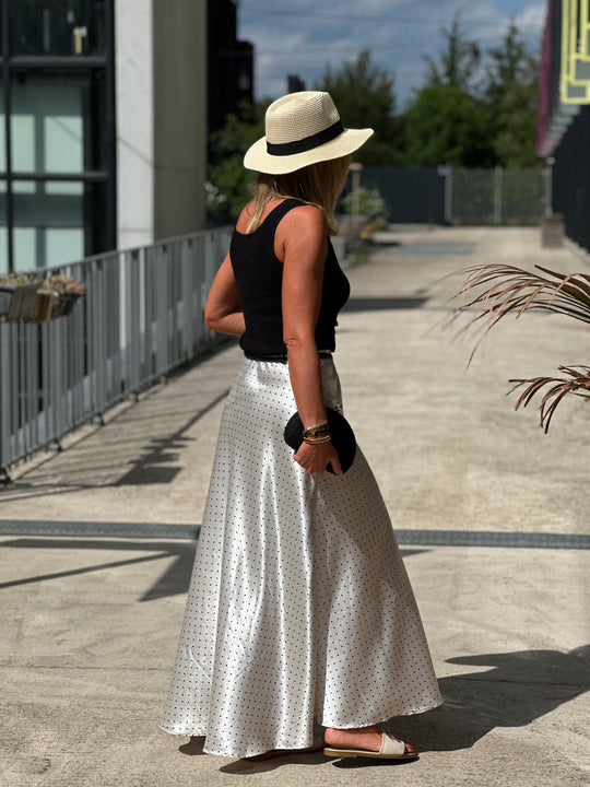 Jupe satin à pois pf359