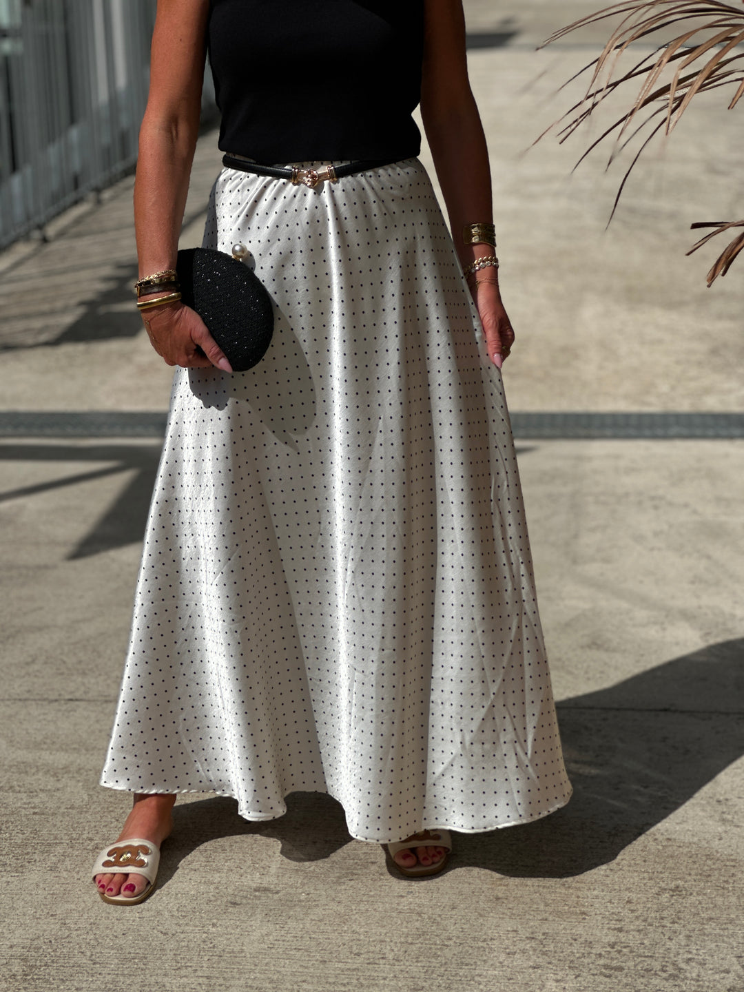 Jupe satin à pois pf359