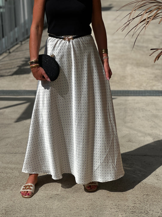Jupe satin à pois pf359