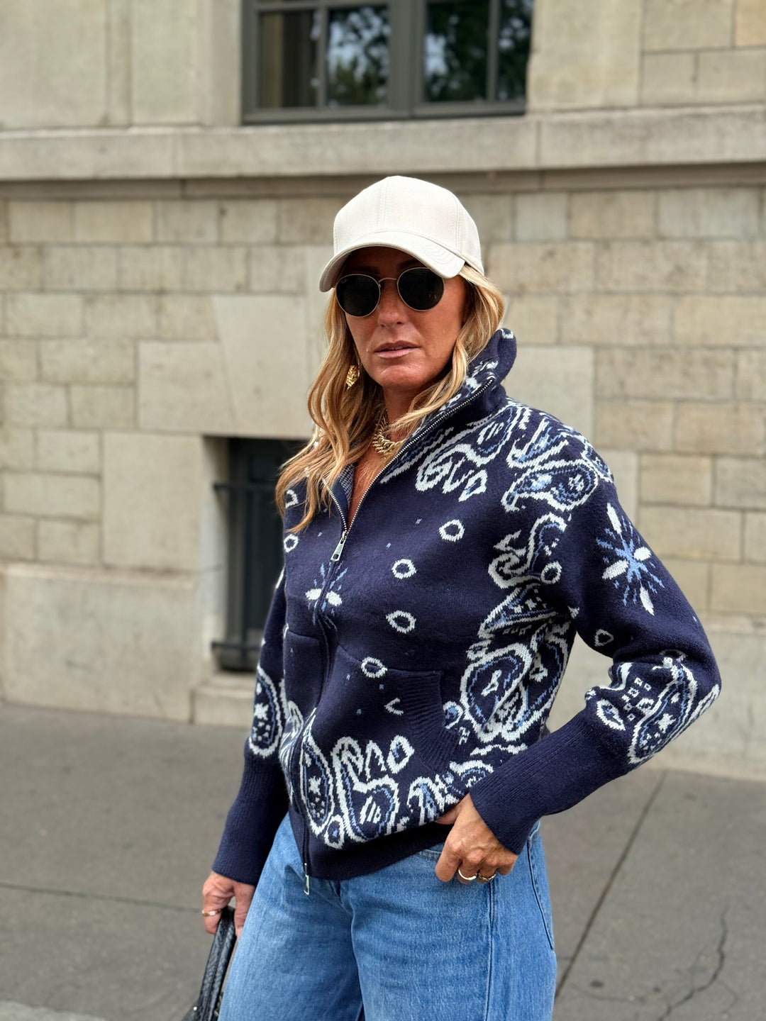 Pull gilet Bandana bleu marine 06SC191