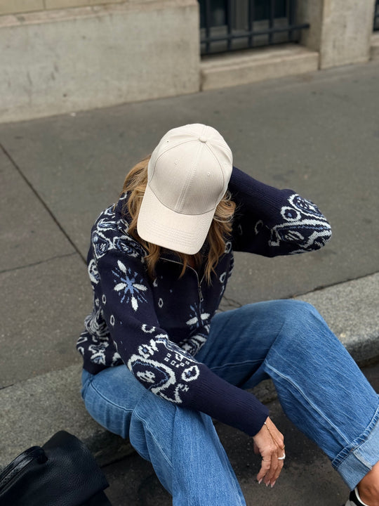 Pull gilet Bandana bleu marine 06SC191