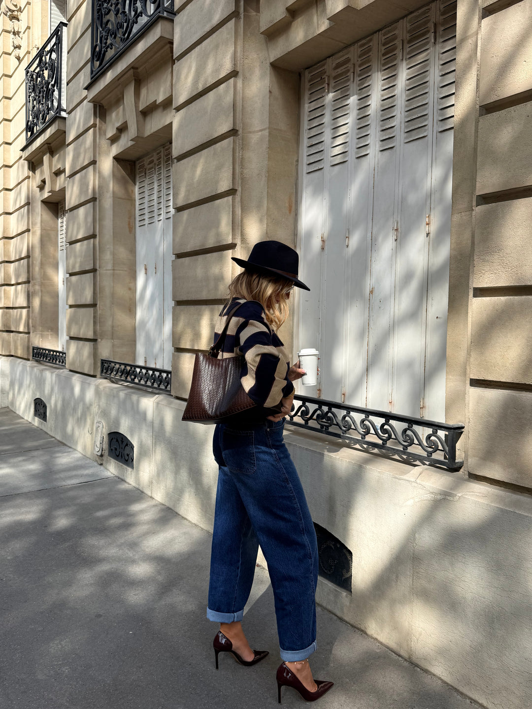 Pull Gilet a rayure Bleu BN-005