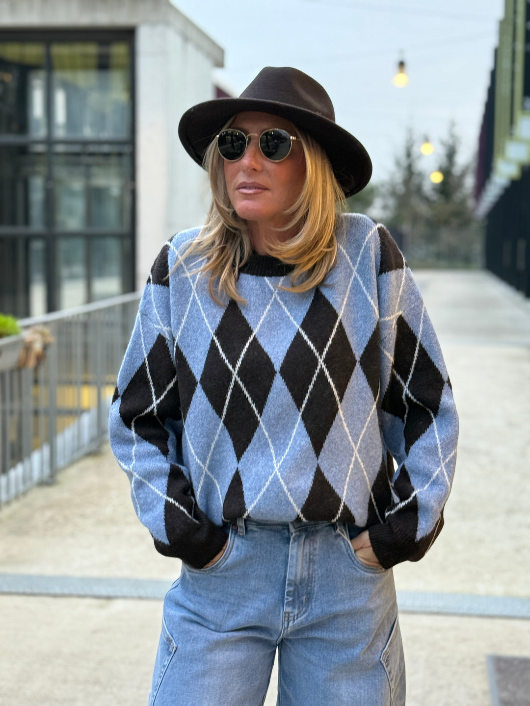 Pull jacquard choc/bleu 21147