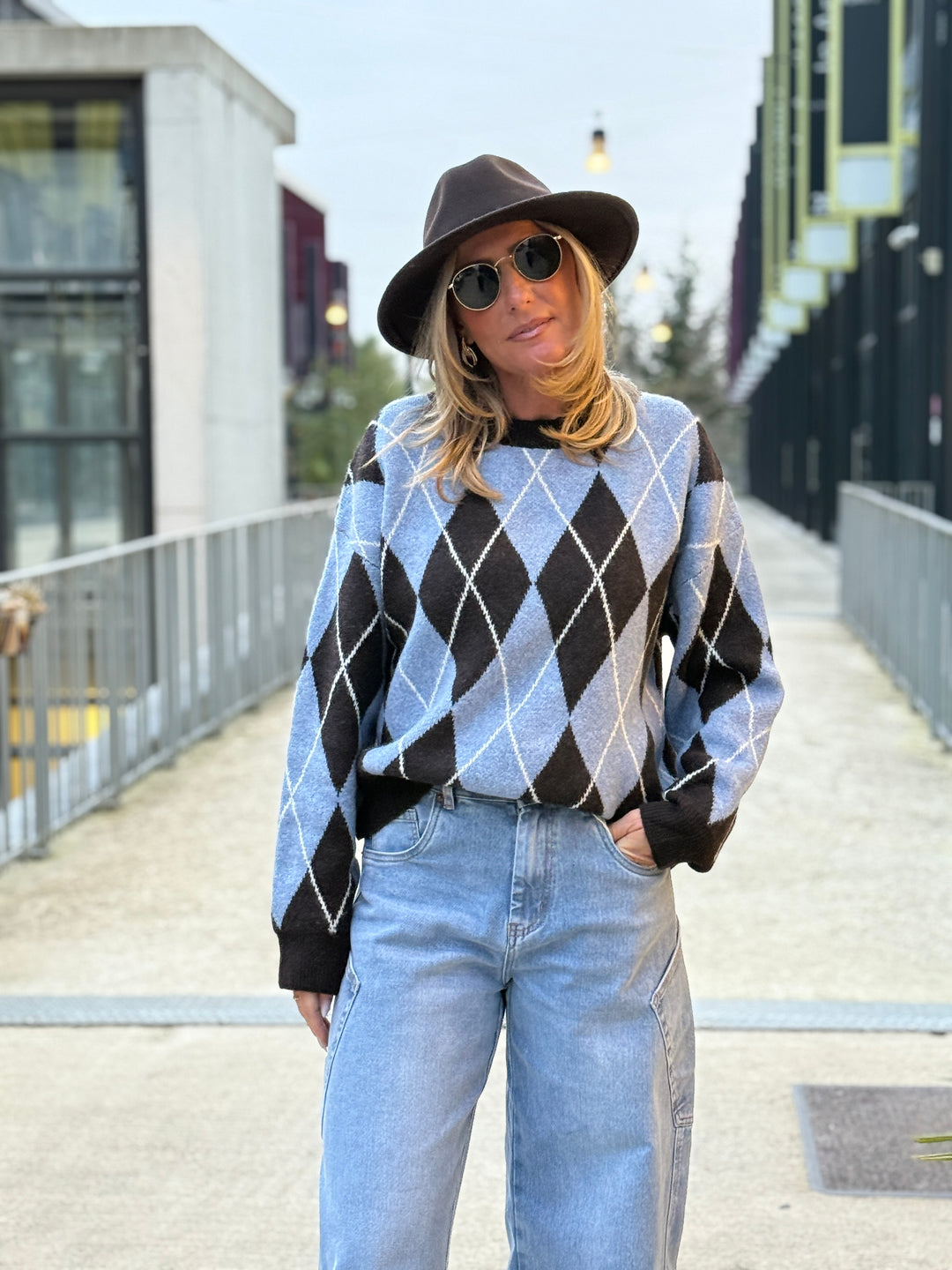 Pull jacquard choc/bleu 21147