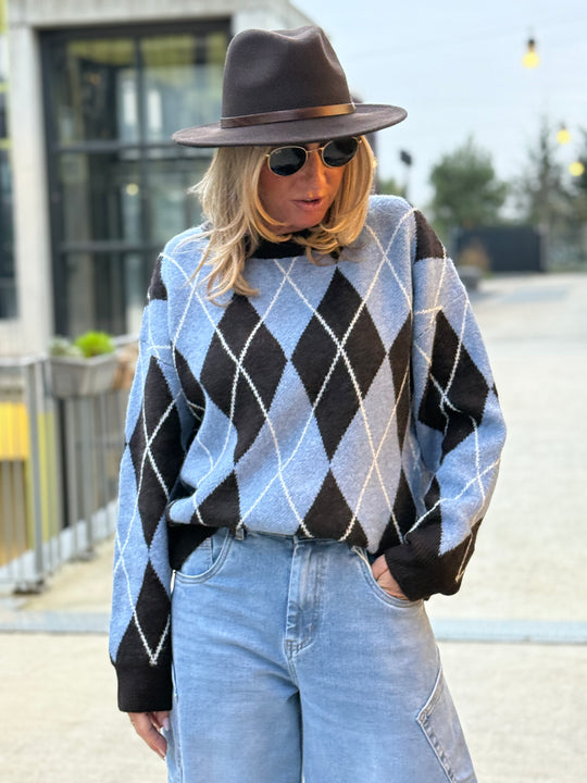 Pull jacquard choc/bleu 21147