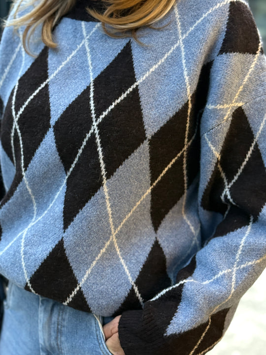 Pull jacquard choc/bleu 21147