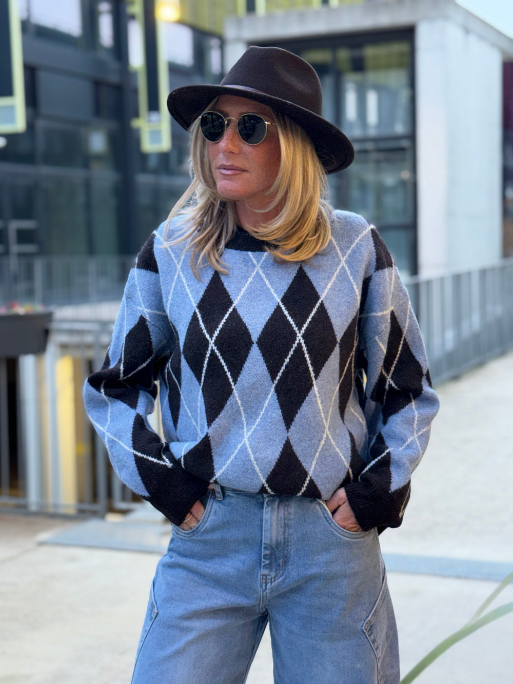 Pull jacquard choc/bleu 21147