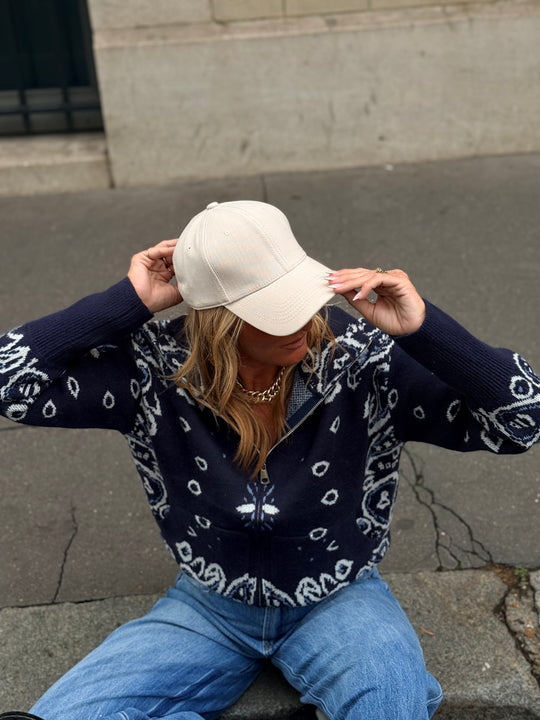Pull gilet Bandana bleu marine 06SC191