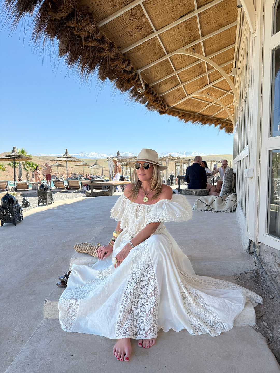 Robe longue avec dentelle crème NOTCHE