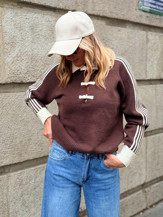 Pull col boutonné Choco 2772