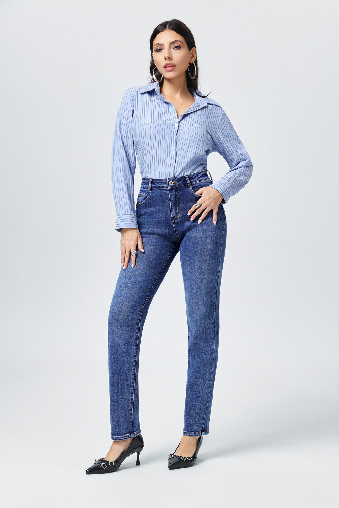 Jean mom push up bleu 6038