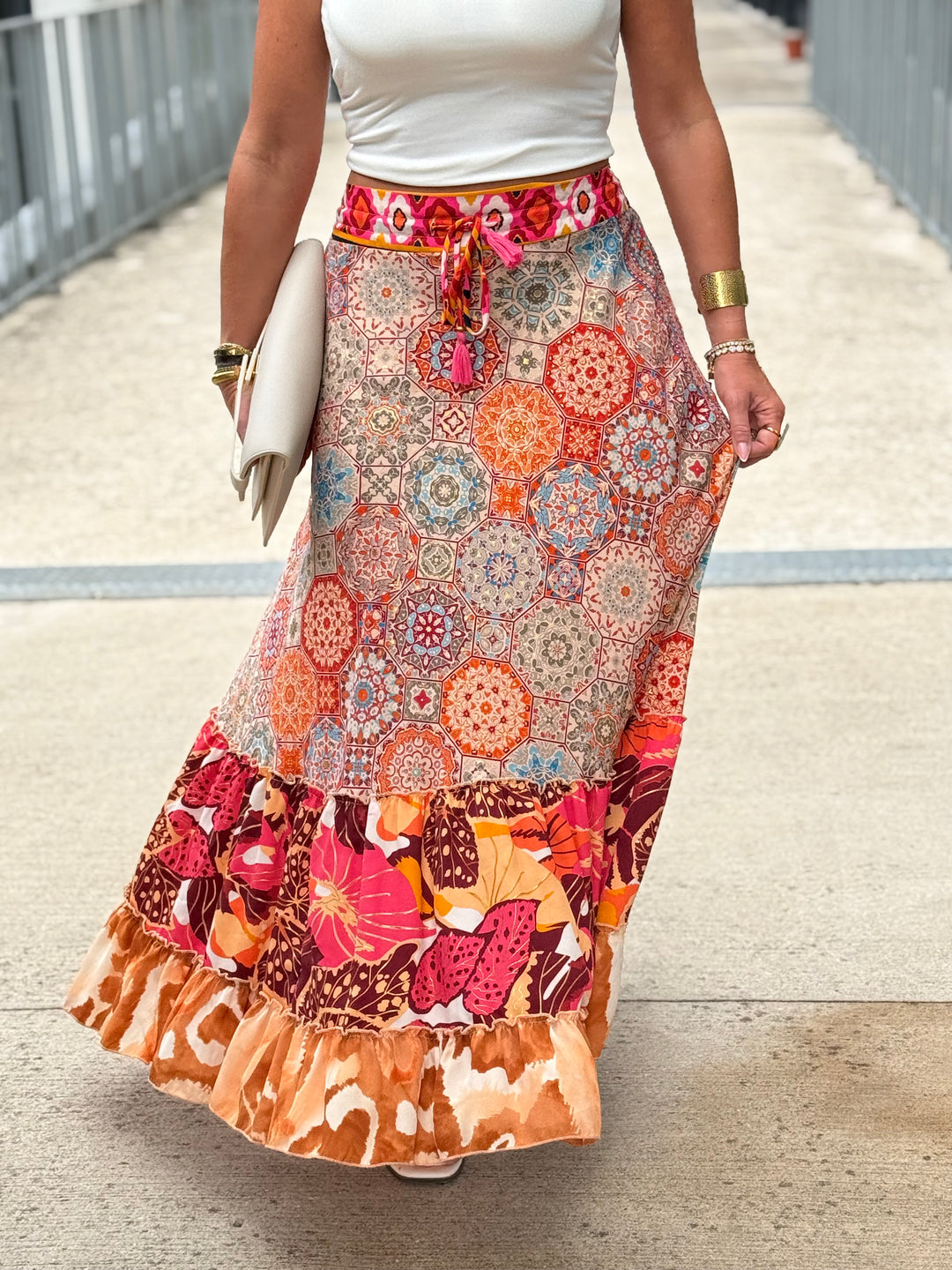 Jupe imprimée patchwork