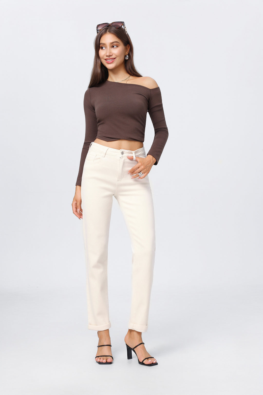 Jean mom écru 6035