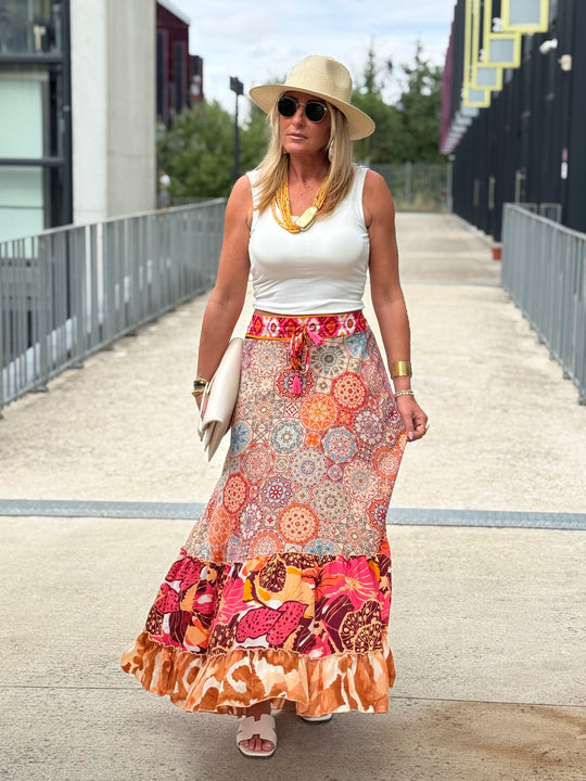 Jupe imprimée patchwork
