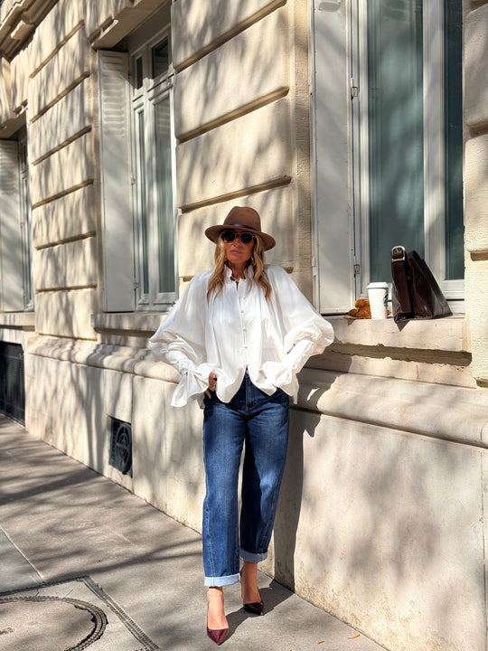 Blouse manches bouffante H15170 Blanc