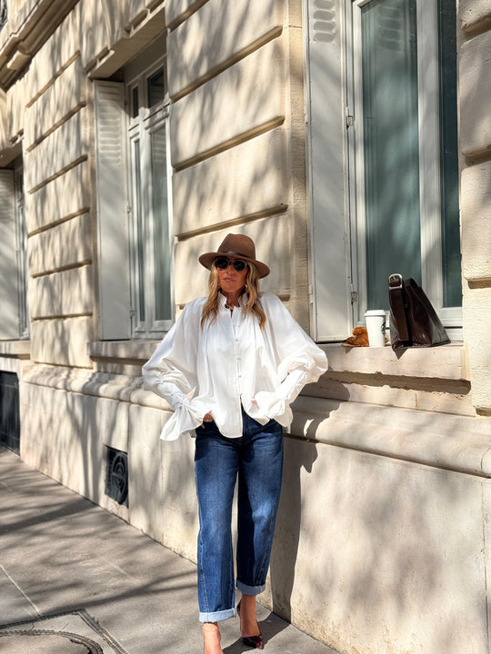 Blouse manches bouffante H15170 Blanc