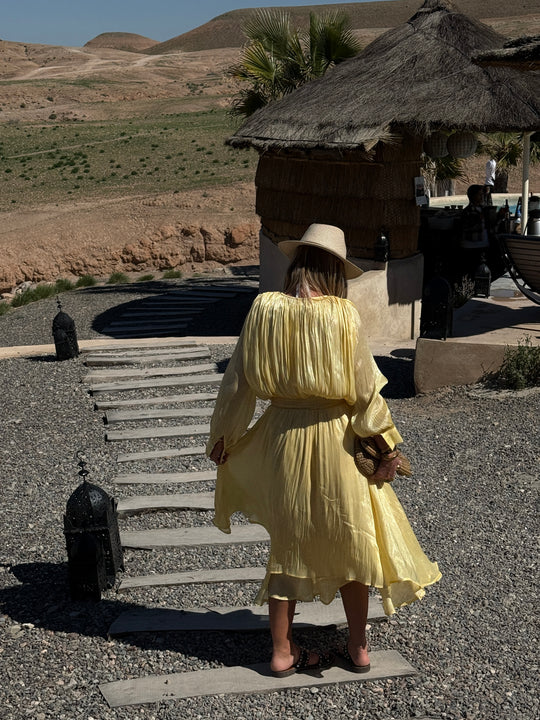 Robe satin volant  Jaune 68713