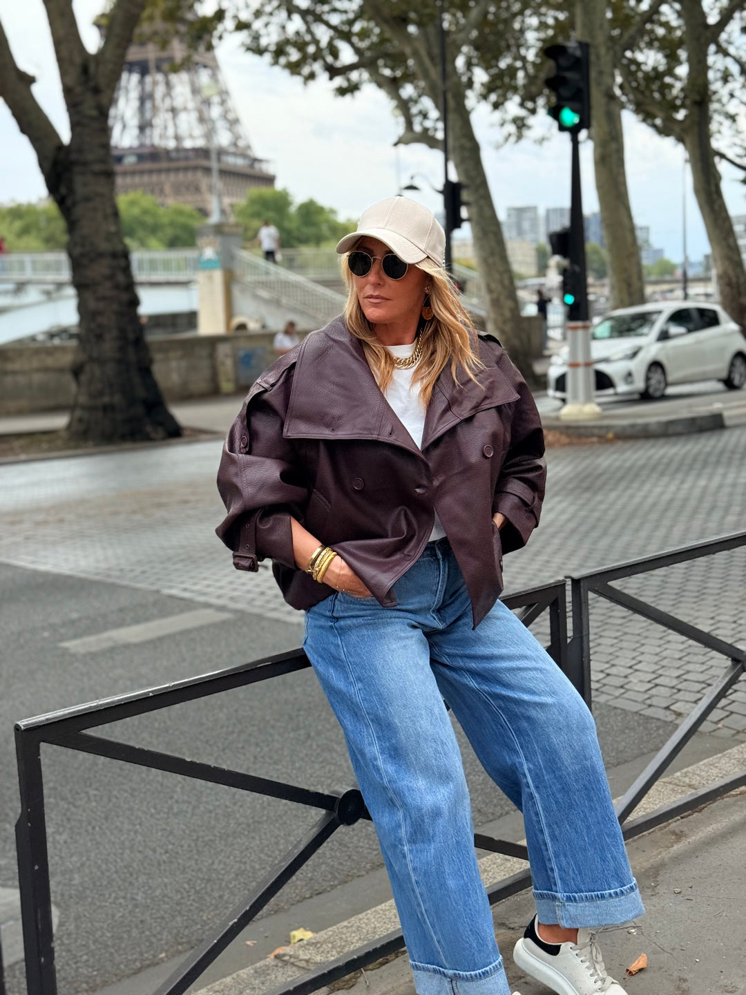 Veste similicuir col montant bordeaux 9514