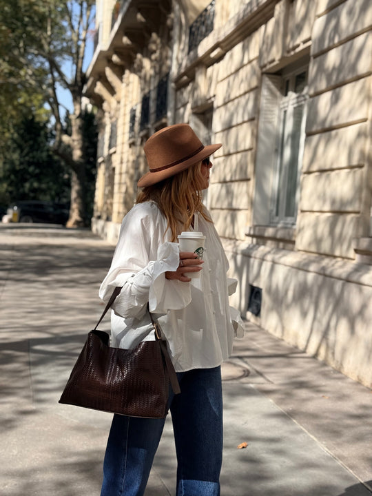 Blouse manches bouffante H15170 Blanc