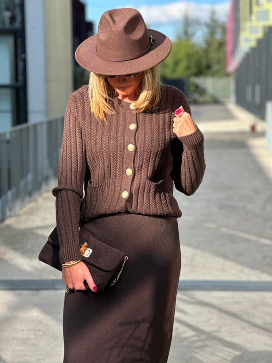 Gilet boutons maille tressé 8960
