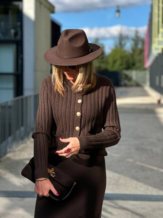 Gilet boutons maille tressé 8960