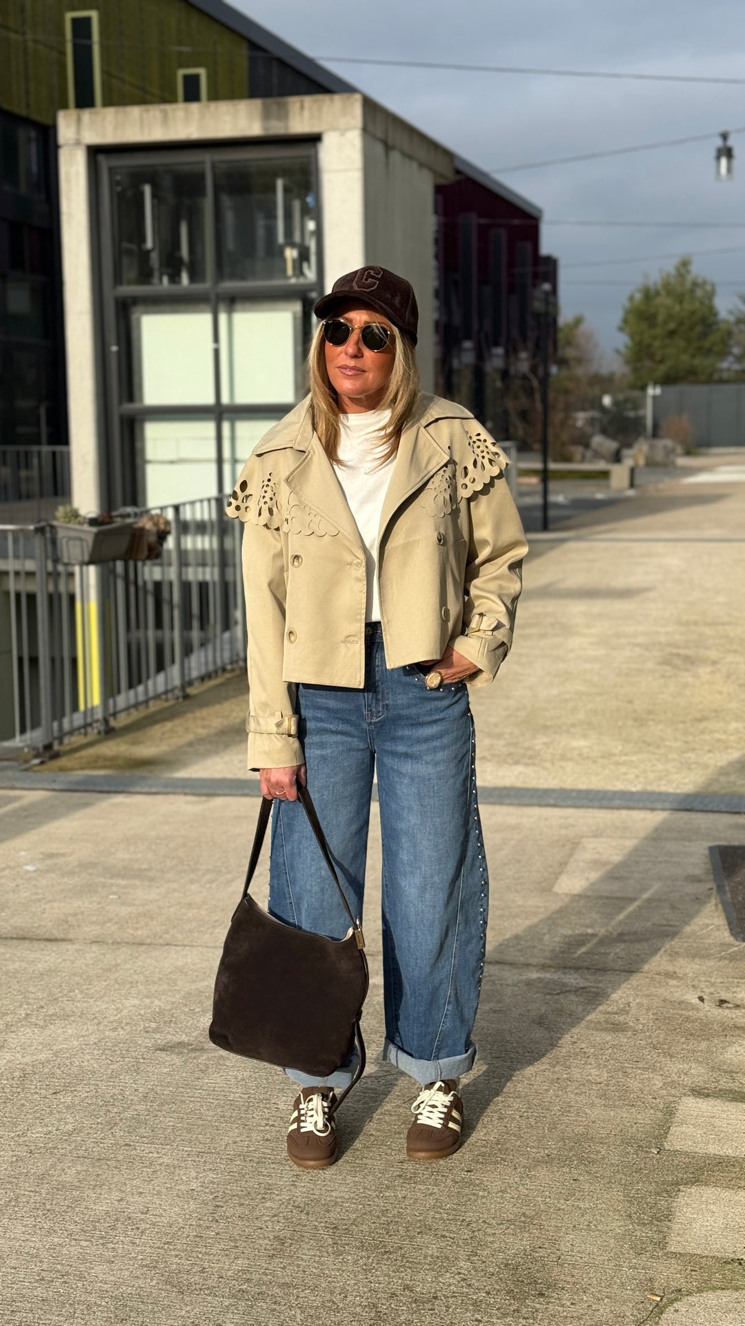 Veste trench col brodée M7556