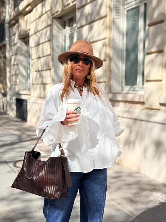 Blouse manches bouffante H15170 Blanc