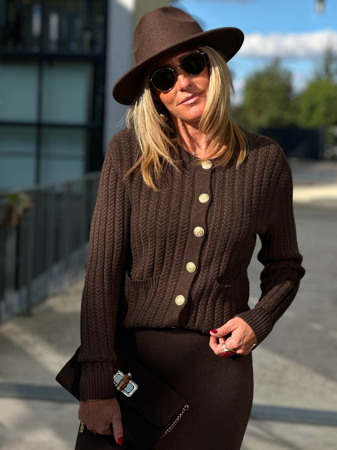Gilet boutons maille tressé 8960