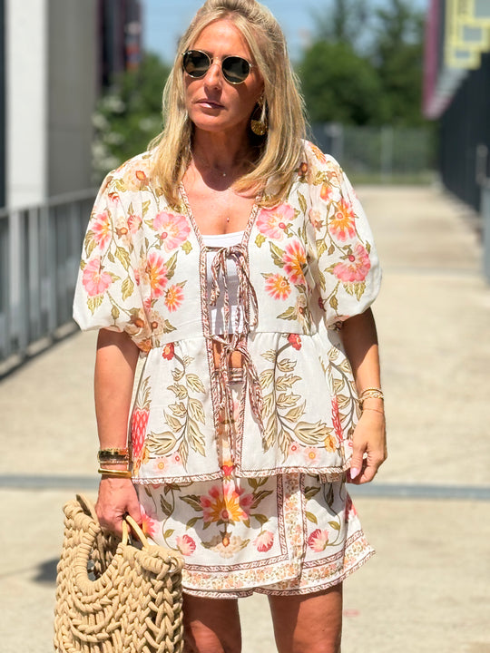 Blouse imprimé Q338 Beige