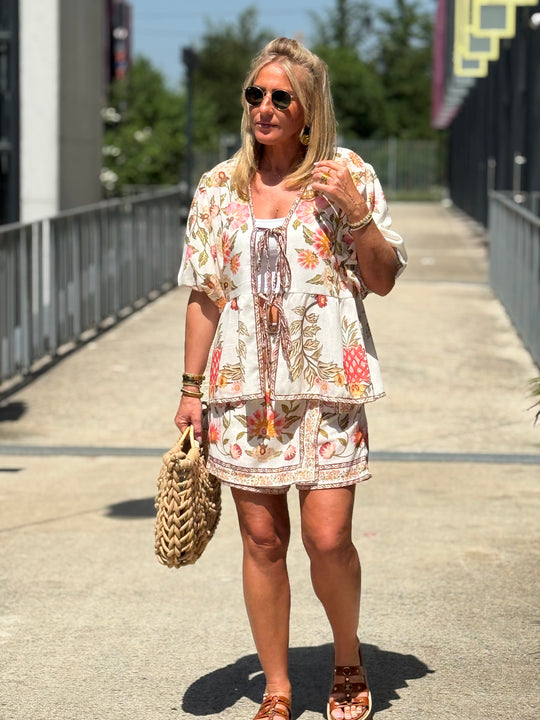Blouse imprimé Q338 Beige