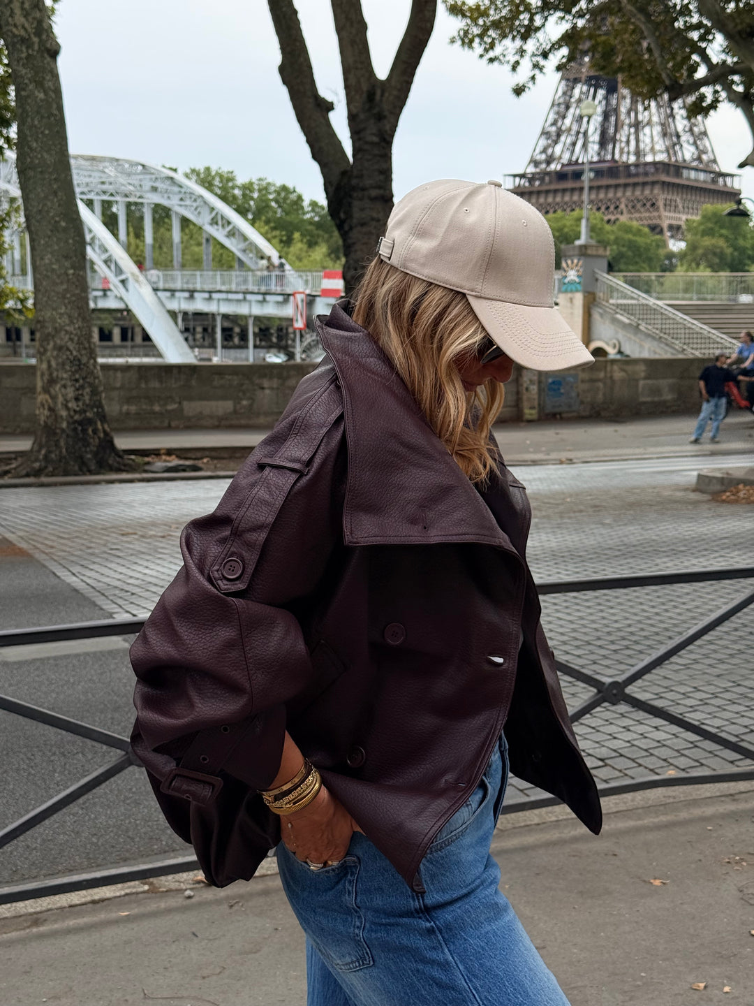 Veste similicuir col montant bordeaux 9514