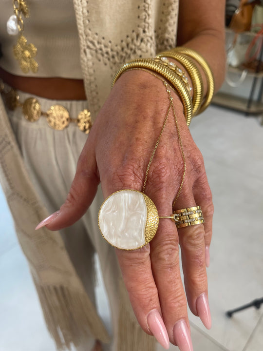 Bague rond nacré /or