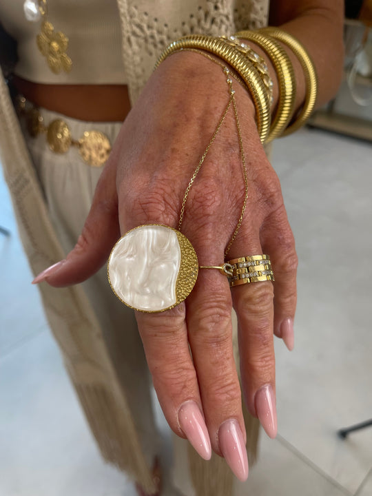 Bague rond nacré /or