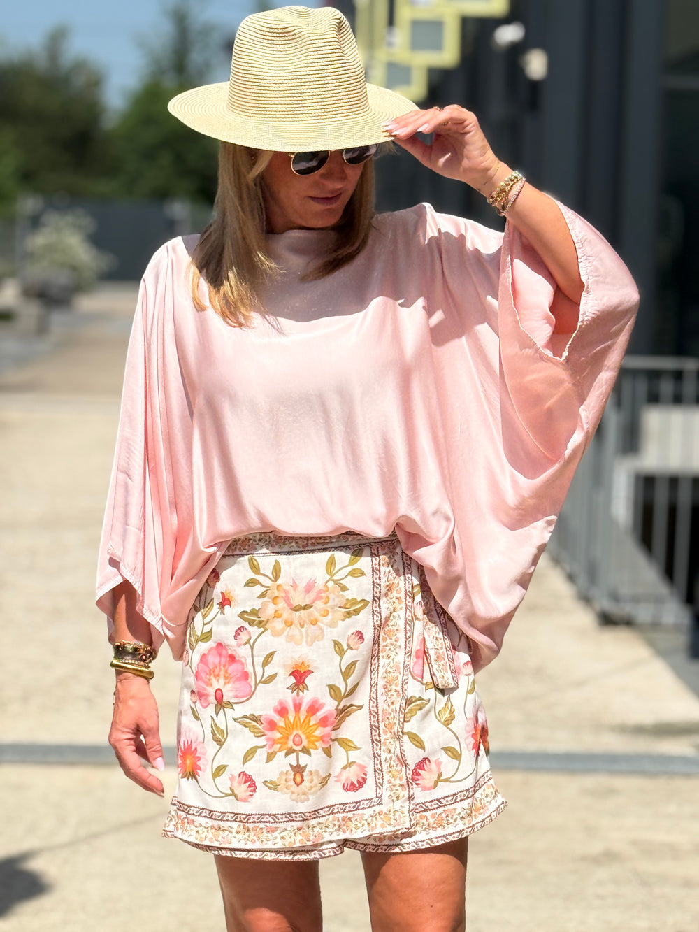 Blouse soie en rose