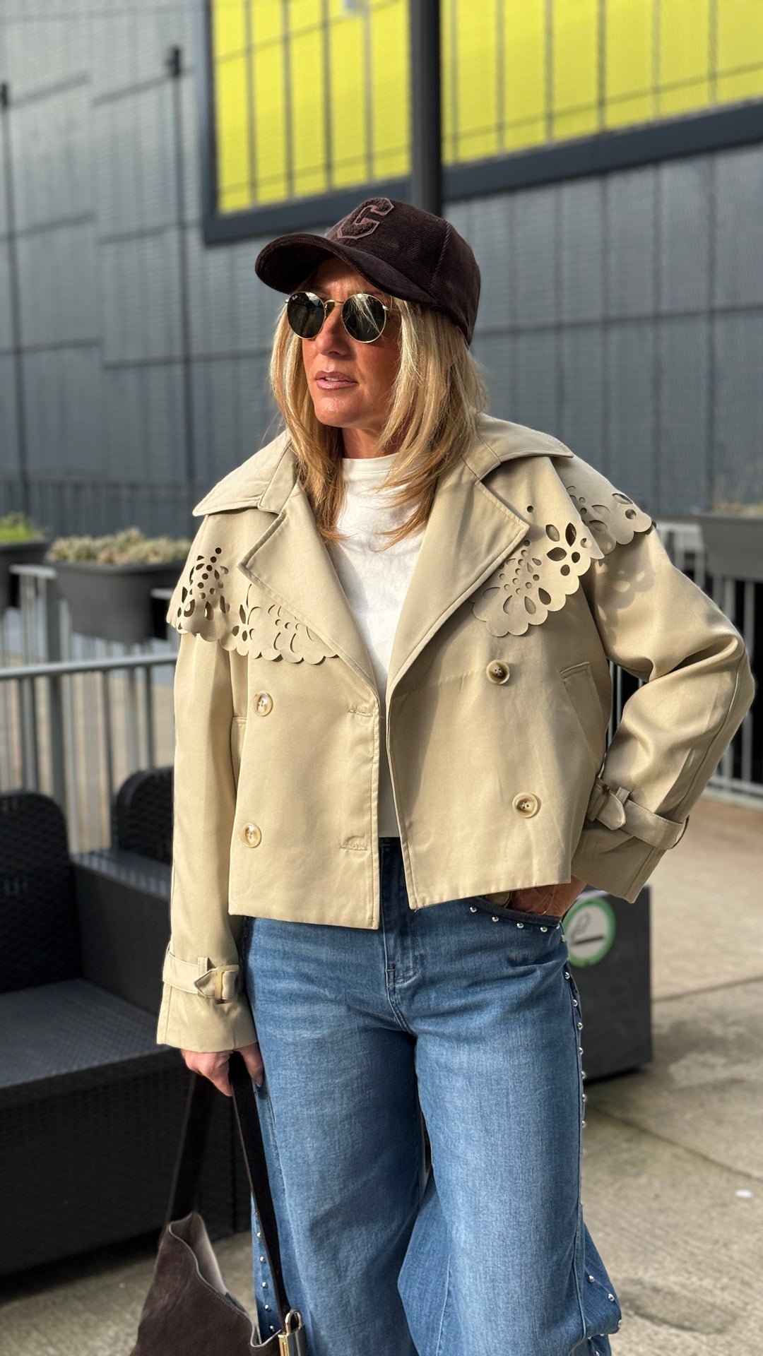 Veste trench col brodée M7556