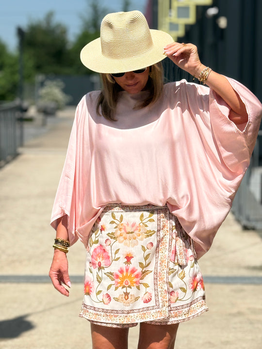 Blouse soie en rose