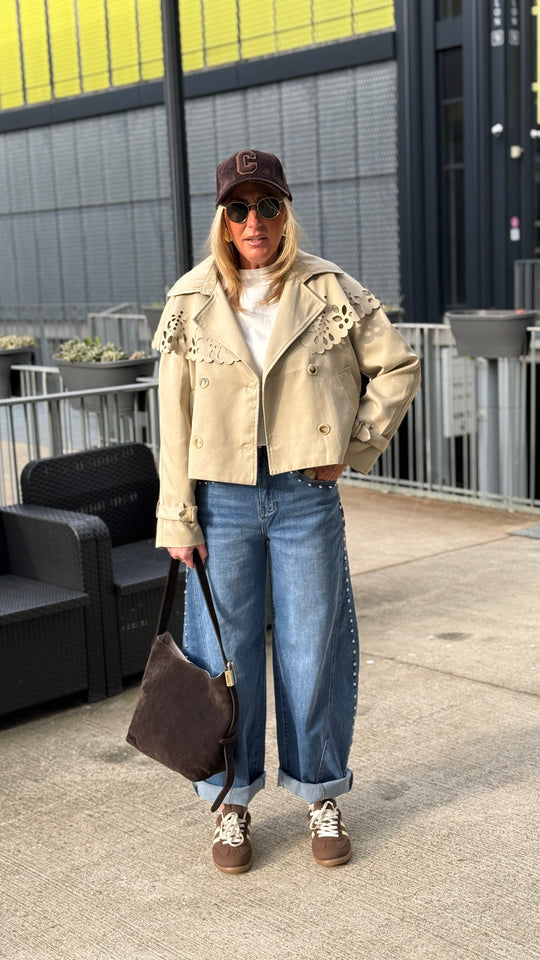 Veste trench col brodée M7556