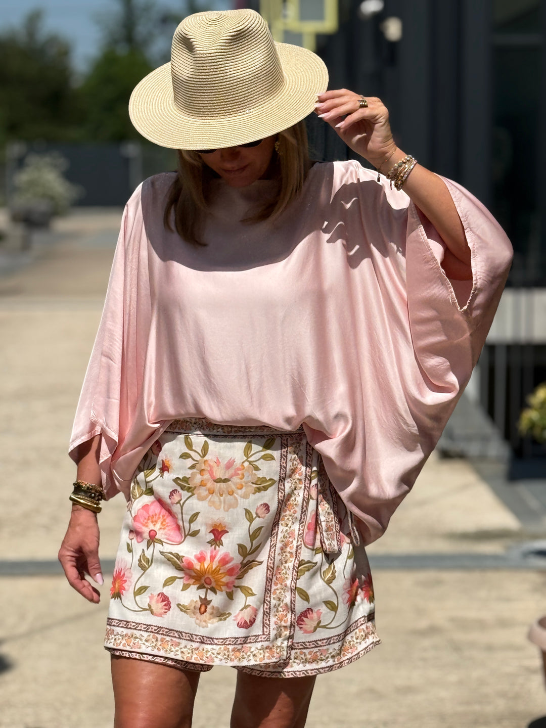 Blouse soie en rose