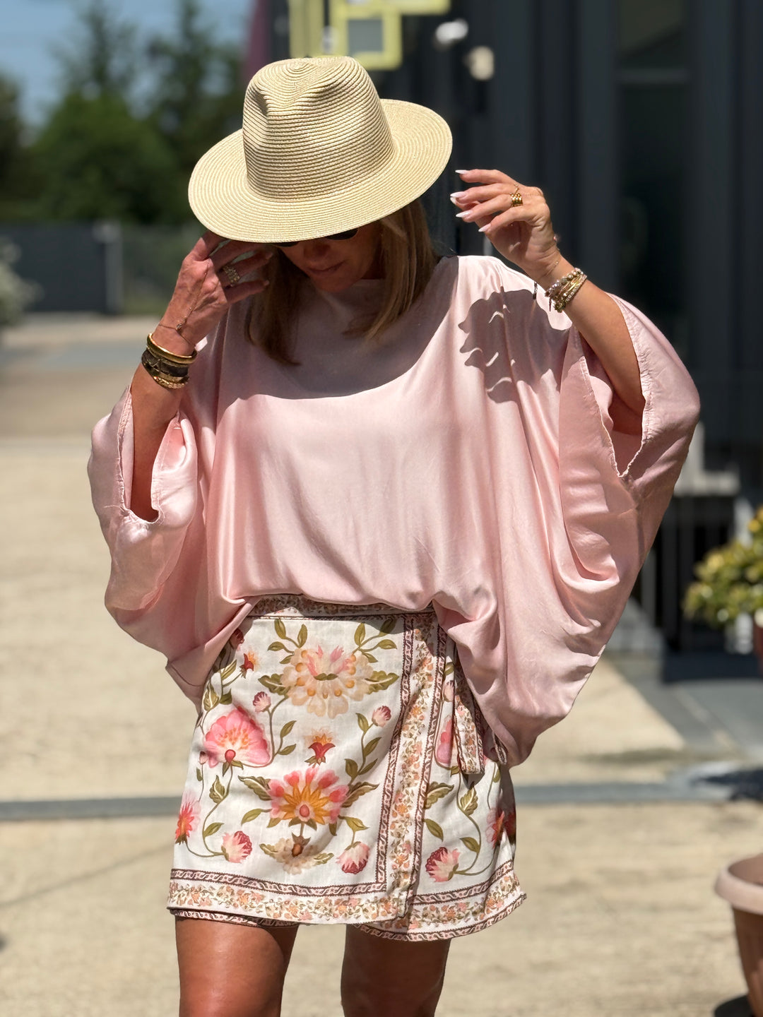 Blouse soie en rose