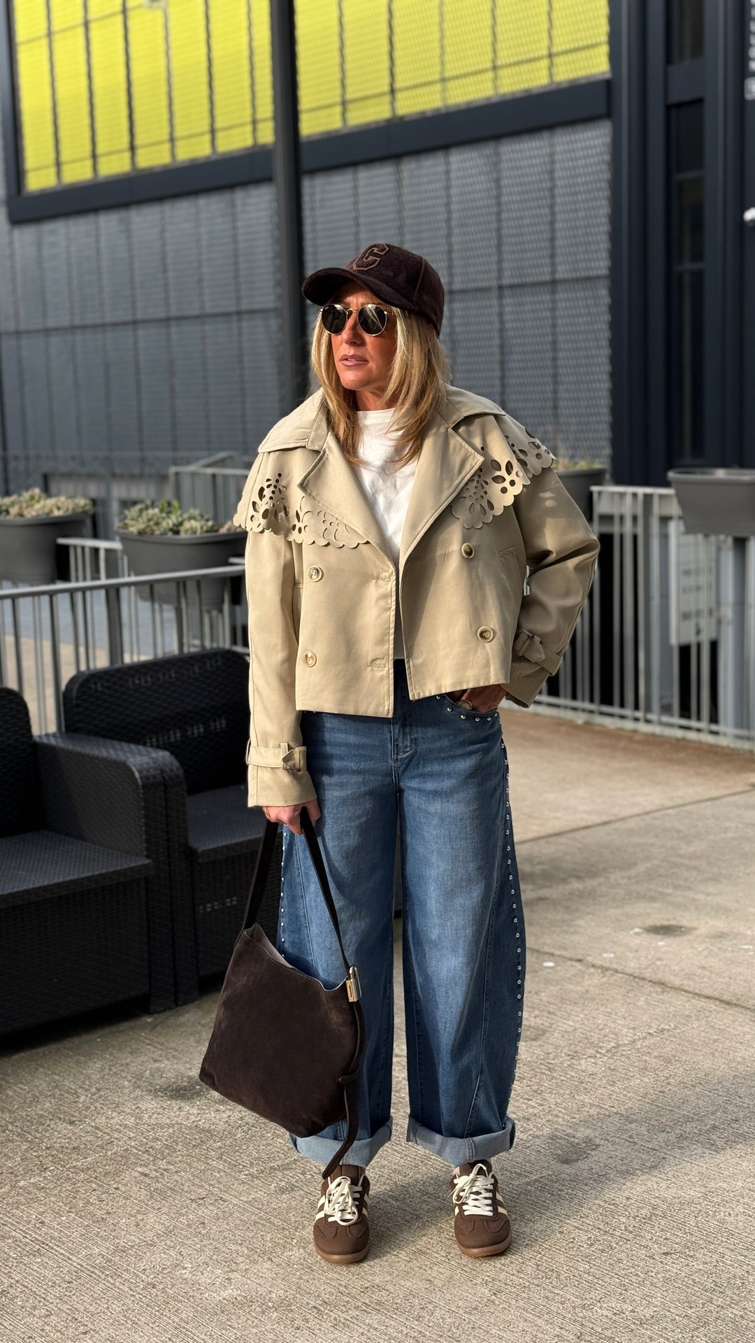 Veste trench col brodée M7556