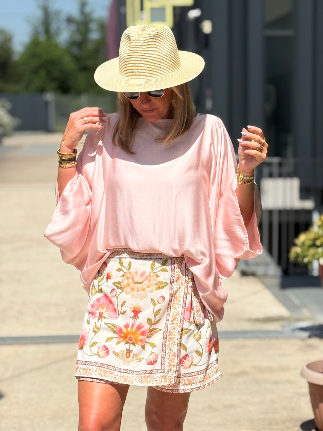 Blouse soie en rose