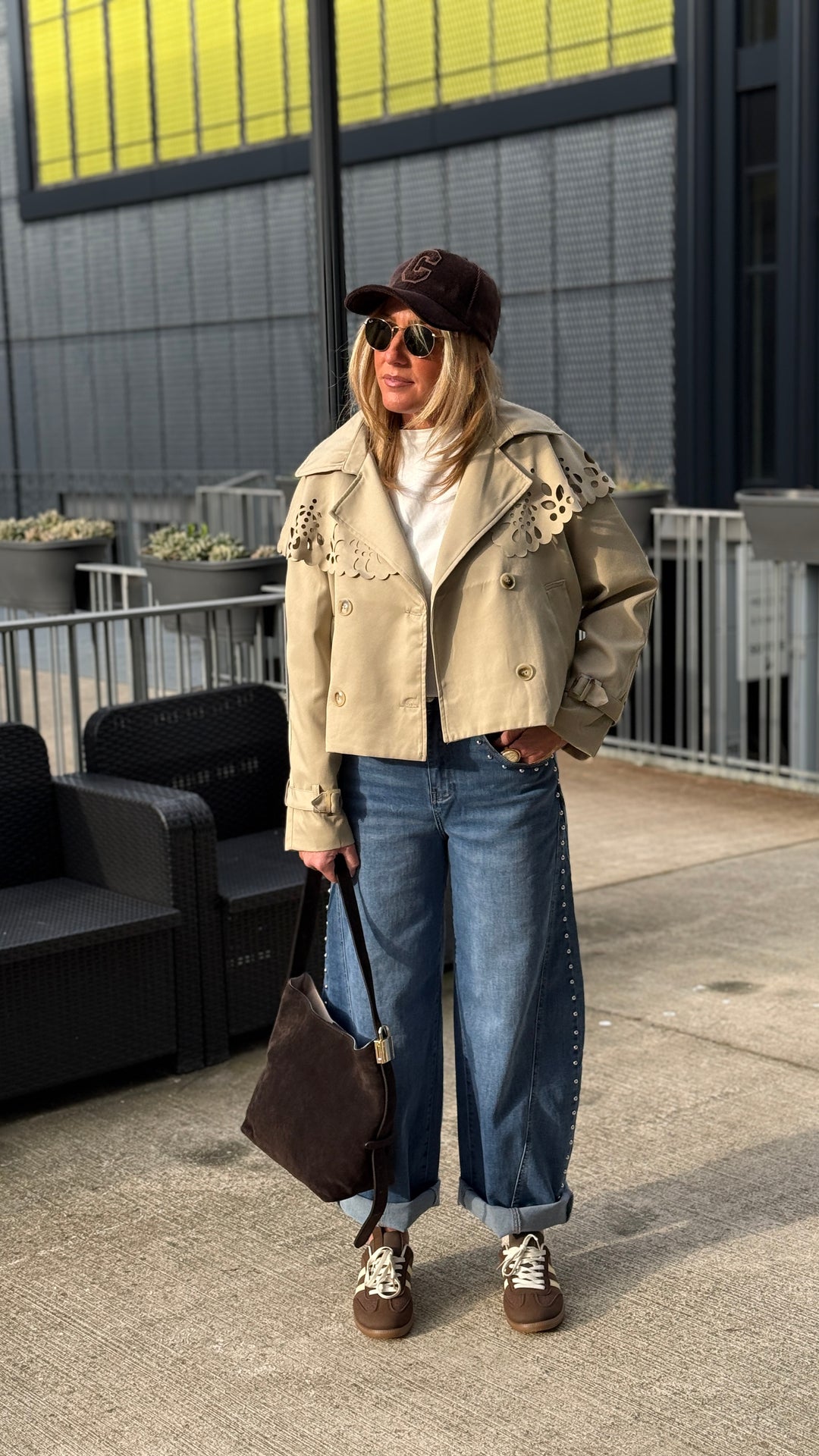 Veste trench col brodée M7556