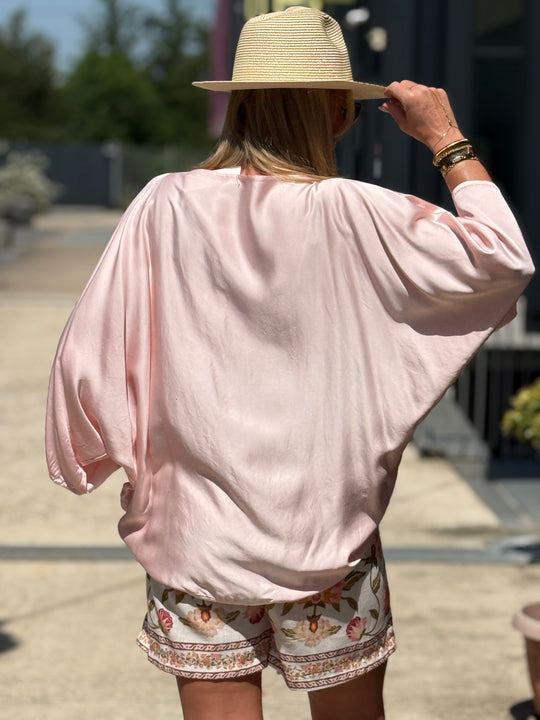 Blouse soie en rose