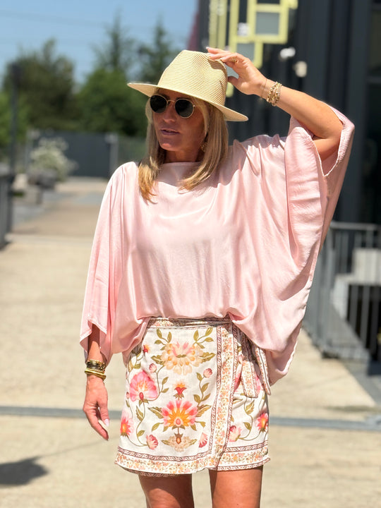 Blouse soie en rose