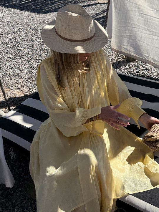 Robe satin volant  Jaune 68713