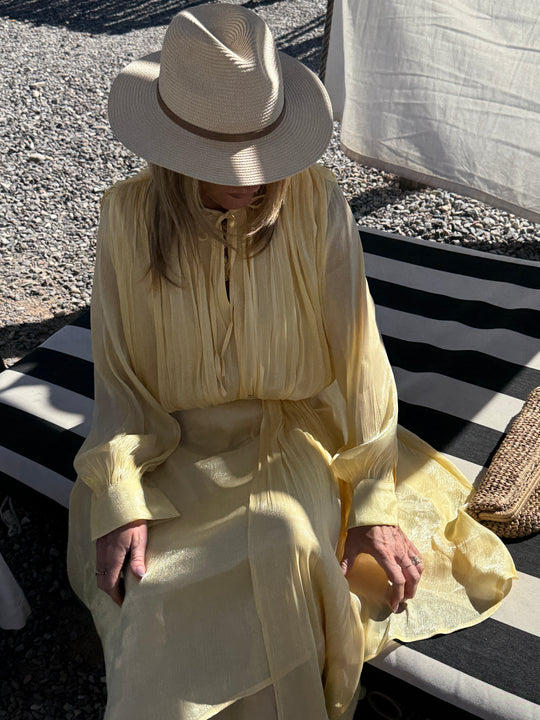 Robe satin volant  Jaune 68713