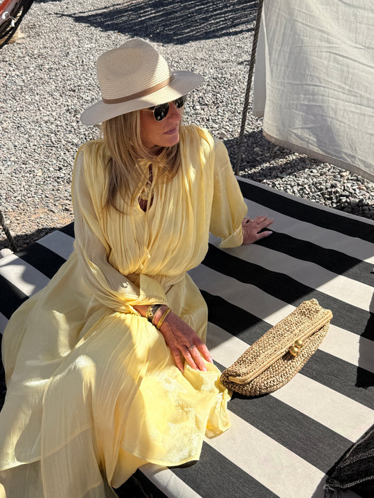 Robe satin volant  Jaune 68713