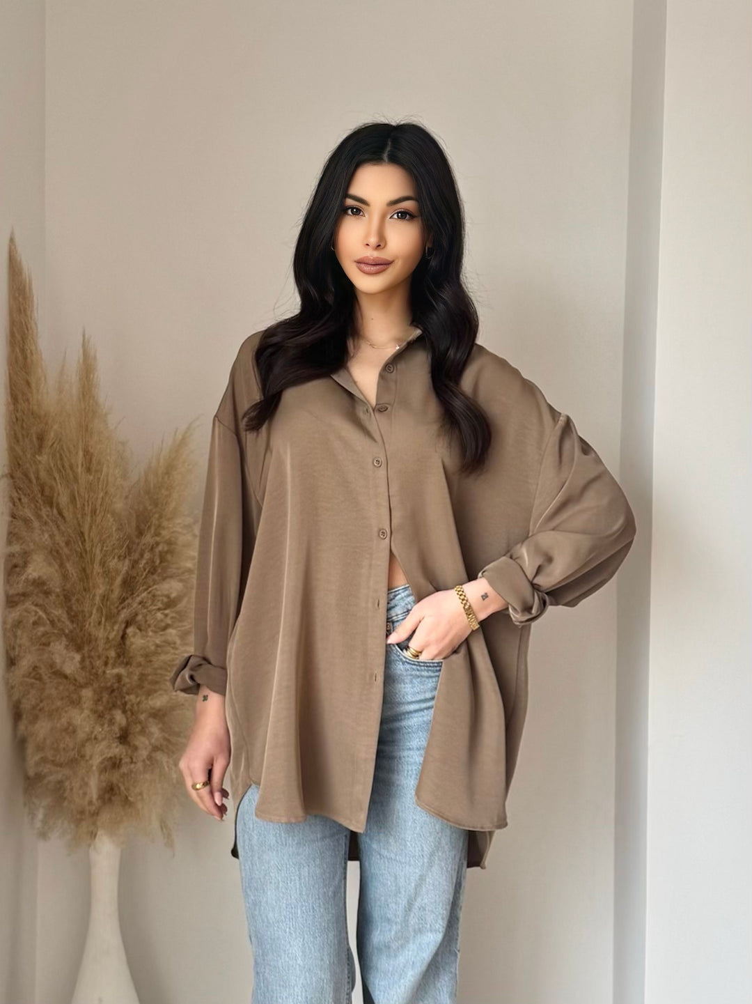 Chemise fluide Taupe PF313